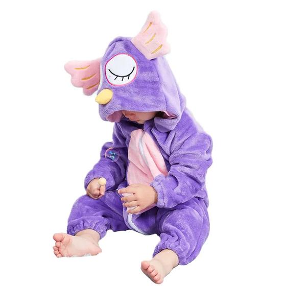 Imagem de Macacão de Bebê Infantil Frio Inverno Fantasia Unicórnio Roxo COD.000414