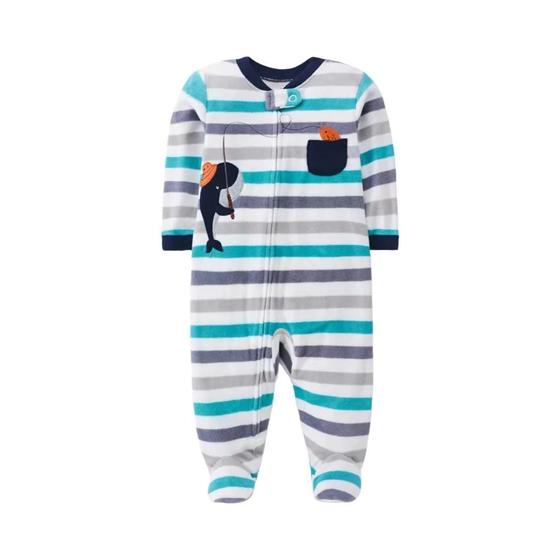 Imagem de Macacão de Lã para Bebê com Zíper - Pijama Infantil para Primavera/Outono (0-12 Meses)