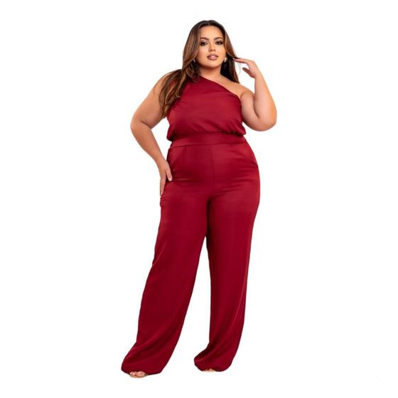 Imagem de Macacão Feminino Longo Plus Size Ombro Único