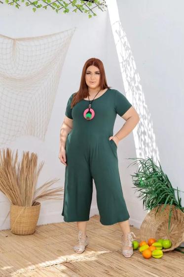 Imagem de Macacão Feminino Pantacourt Plus Size Soltinho Moda Verão Saruel Feminina Moda Grande Macacão Feminino Lindo