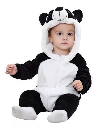 Imagem de Macacão Infantil Bebê Fantasia Inverno Frio Ursinho Panda Pandinha Animais