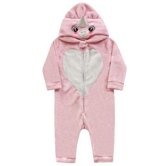 Imagem de Macacão infantil kigurumi unicórnio fleece fakini baby ref:1038 p/g