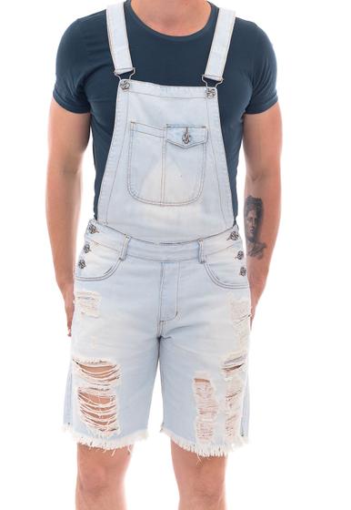 Imagem de Macacão Jeans Masculino Slim Rasgado Destroeyd Suspensório