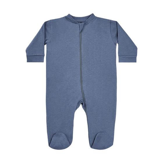 Imagem de Macacão Levinho Com Pé Azul-Jeans M 3-6 Meses Algodão Com Zíper 1075 Anna Olsen