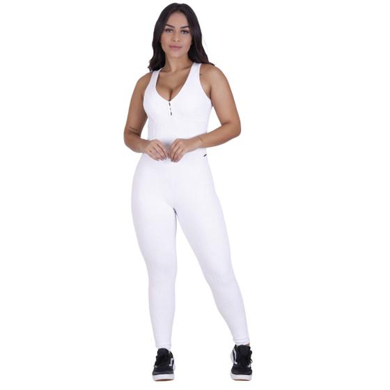 Imagem de Macacão Longo Fitness Feminino Texturizado Poliamida Bojo