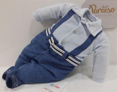 Macacão Longo Plush Luxo Bebê Menino Paraiso Bordado 11571 Menor preço em Macacão Longo Plush Luxo Bebê Menino Paraiso Bordado 11571