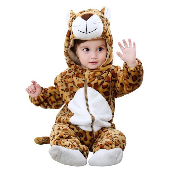 Imagem de Macacão MICHLEY Newborn Baby Winter com capuz de flanela, leopardo 24-30m