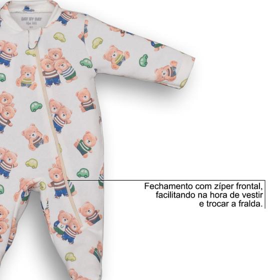 Imagem de Macacão Moletom Bebê Menino Sem Felpa Estampa Ursos Upi Uli