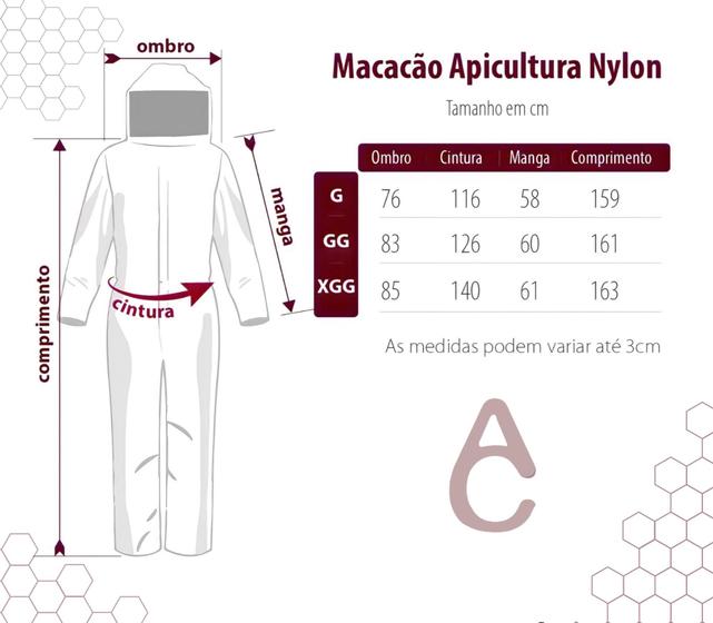 Imagem de Macacão para apicultura nylon c/mascara
