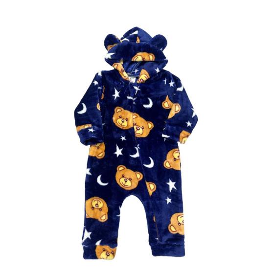 Imagem de Macacão Pelúcia Fleece Bebe Infantil Zíper Quentinho P/ Frio