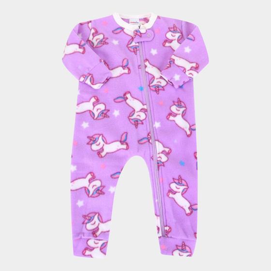 Imagem de Macacão Pijama Bebê Candy Kids Soft Fleece Unicórnio Feminino