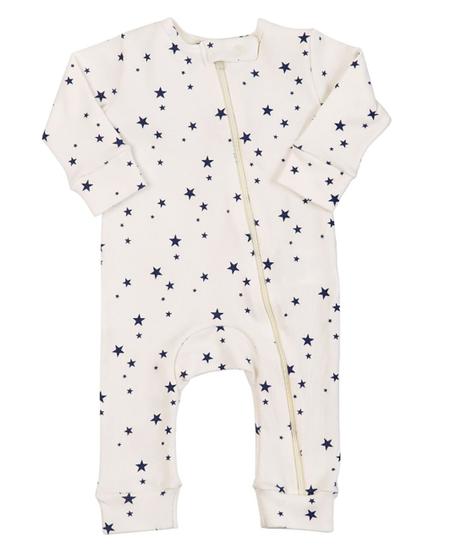 Imagem de Macacão Pijama Infantil Coquelicot  com zíper e sem pé Estrelinhas Off White