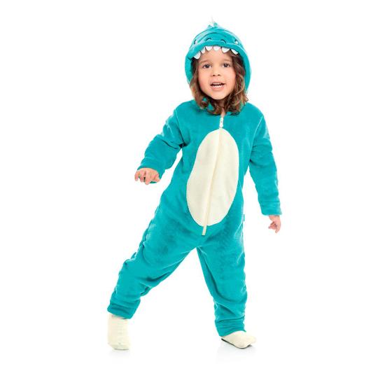 Imagem de Macacão Pijama Infantil Menino Fleece Dinossauro Kamylus