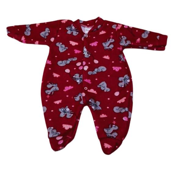 Imagem de Macacão Pijama Longo Bebê Menina Soft com Pezinho Inverno
