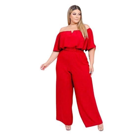 Imagem de Macacão Plus Size Feminino Ciganinha Pantalona 0580