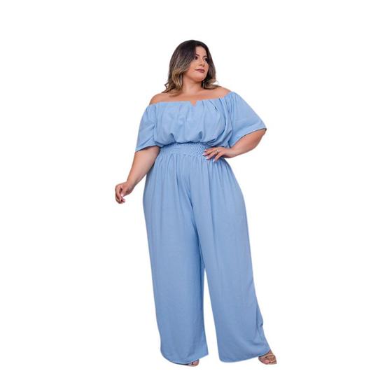 Imagem de Macacão Plus Size Feminino Ciganinha Pantalona 0580