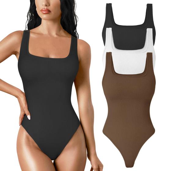 Imagem de Macacão Shapewear TDIFFUN Tummy Control Thong feminino preto M