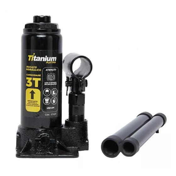 Macaco Hidraulico Tipo Garrafa 3 Tonelada 7424- Titanium Imagem de Macaco Hidraulico Tipo Garrafa 3 Tonelada 7424- Titanium