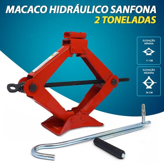Imagem de Macaco Mecânico Sanfona FIat 500 2T Ton Toneladas Alavanca Fácil Uso Manuseio Portátil