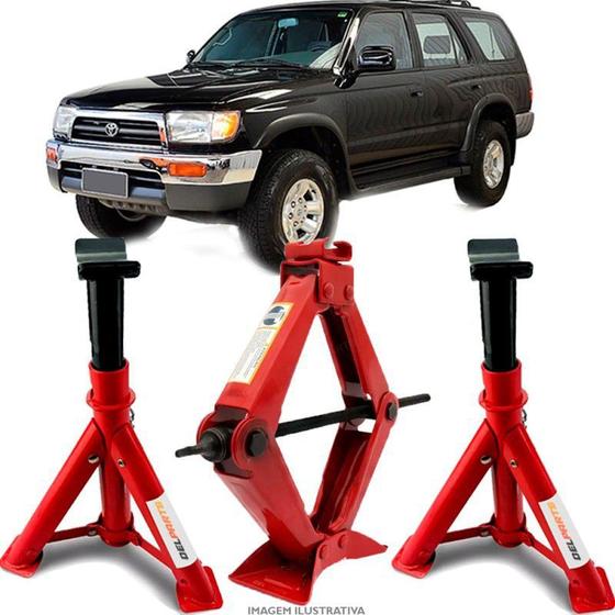 Macaco Sanfona Universal 2 toneladas + Par Cavalete 4000kg Toyota Hilux ...