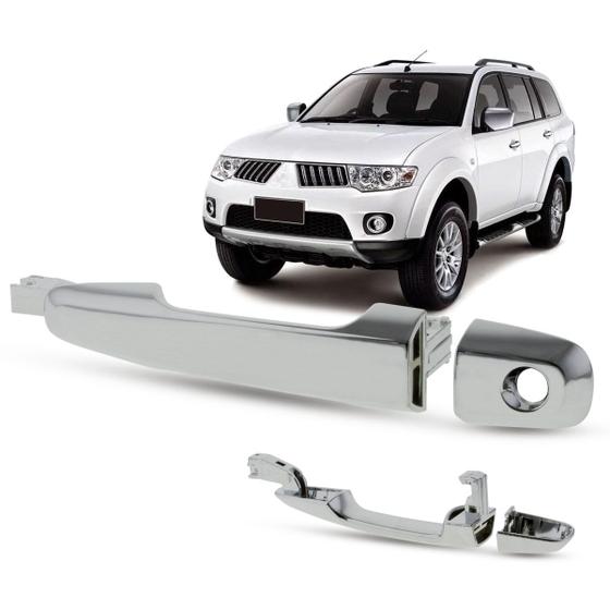 Imagem de Maçaneta Externa da Porta Dianteira Cromada Com Furo Mitsubishi Pajero Dakar 2008 a 2018