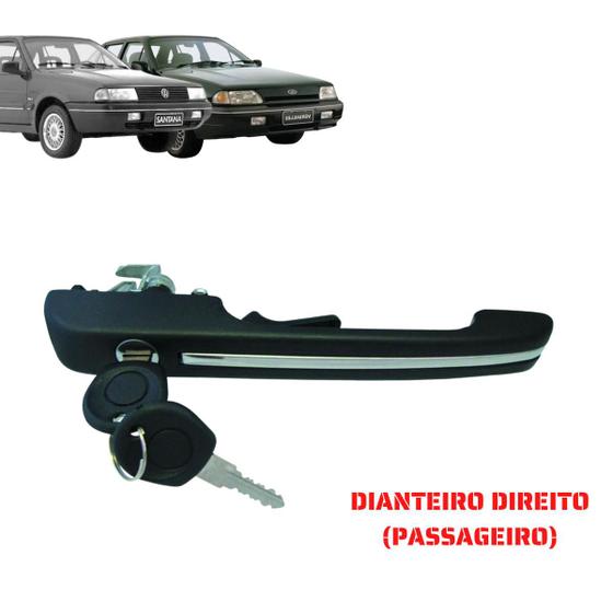 Imagem de Maçaneta Fechadura Preto Dianteiro Traseiro Porta Externa Gatilho Santana Versailles Trava Carro