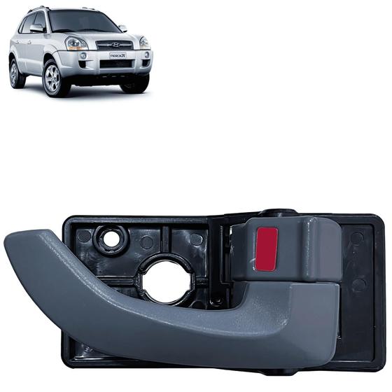 Imagem de Maçaneta Interna Puxador Porta Direita Passageiro Cinza Escuro Tucson 2005 2006 2007 2008 2009 2010 2011 2012 2013 2014