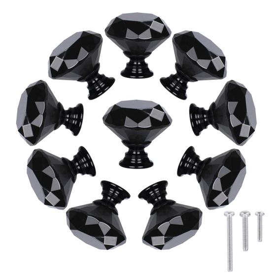 Imagem de Maçanetas de Gaveta STMK - Cristal Preto Diamond - 30mm (Pacote com 10)
