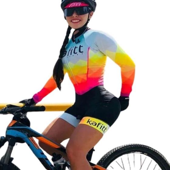 Imagem de Macaquinho Ciclismo Feminino Mtb Bike Prot Raio UV Gel 3D