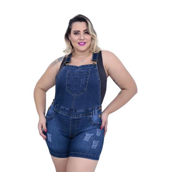 Imagem de Macaquinho Jeans Curto Plus Size