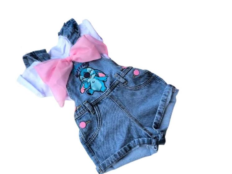 Imagem de Macaquinho jeans Stich - Minnie com cropped - modinha menina