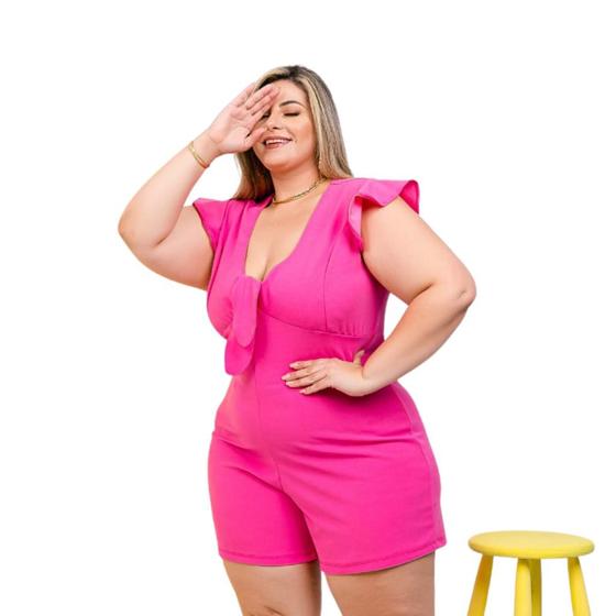 Imagem de Macaquinho Plus Size Feminino Amarrar Plus 48 ao 52