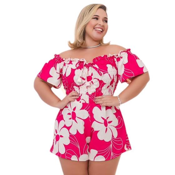 Imagem de Macaquinho Plus Size Feminino Estampado/Xadrez 0477