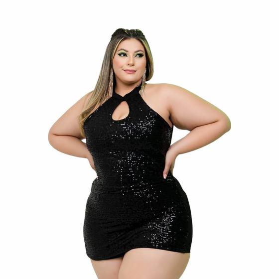 Imagem de Macaquinho Plus Size Feminino Short Saia em Paetê