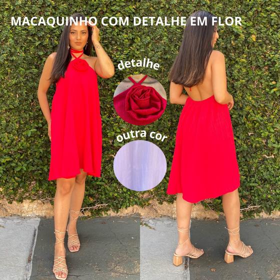 Imagem de Macaquinho / vestido Feminino Adulto com detalhes de flor