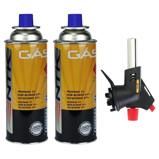 Maçarico Portátil Para Solda + 2 Spray Refil De Gás Butano - NTK