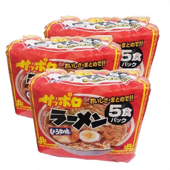 Imagem de Macarrão Lamen Sabor Shoyu Pacote 5unid (kit Com 3) Sapporo
