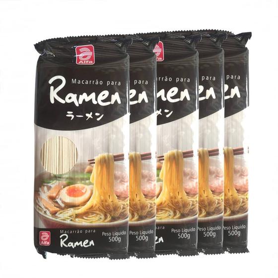 Imagem de Macarrão Para Ramen (Lámen) 500g Alfa (Kit com 5)