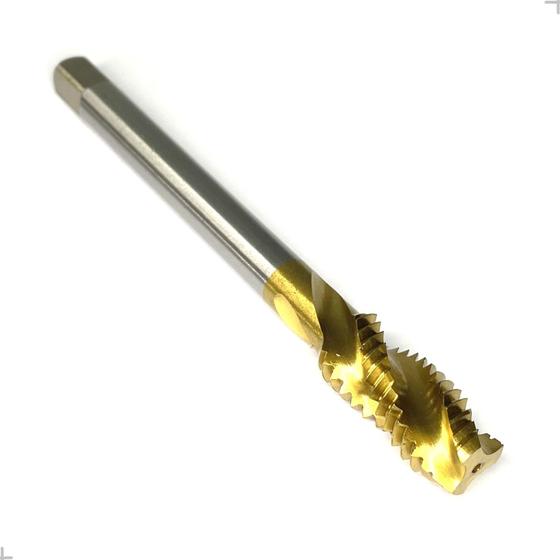 Imagem de Macho Máquina 1/2" UNC (13 FPP) Canal Helicoidal e Haste Reforçada, em Aço Rápido TiN