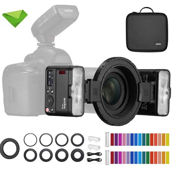 Imagem de Macro Flash Godox MF12 MF12-K2 TTL Speedlite fora da câmera