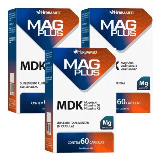 Imagem de Mag Plus MDK Herbamed Kit Com 3 Caixas De 60 Cápsulas cada