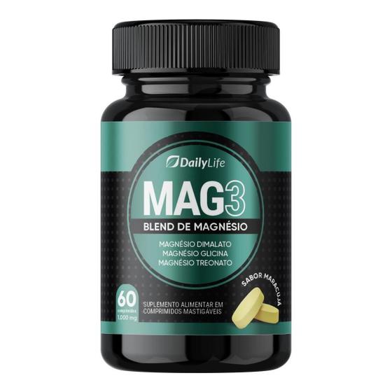 Imagem de Mag3 Magnesio Treonato Dima lato Glicina 60 Tabletes Saborizados 1000mg Daily Life