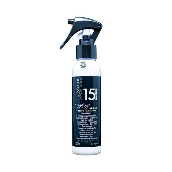 Imagem de Magic Spray Finalizador Capilar Lisos Perfeitos Fios de Porcelana Triskle 120ml - Redução de Volume Antitérmico Pré Chapinha Prancha Secador