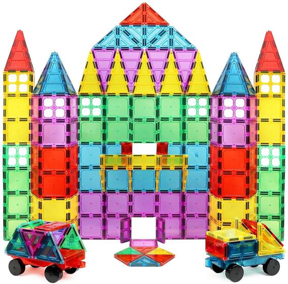 Imagem de Magnet Build Magnet Tile Building Blocks Extra Strong Magnets & Super Durable 3D Tiles, Educational, Creative, Assorted Shapes & Vibrant Bright Colors (Conjunto de 100), Multicolor (MB1639)