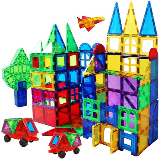 Imagem de Magnet Building Tiles 130 Pcs 3D Brinquedos Ímãs Blocos Magnéticos Definir Brinquedos Pré-Escolares Presentes para 3 4 5 Anos Meninas e Crianças de Idade.