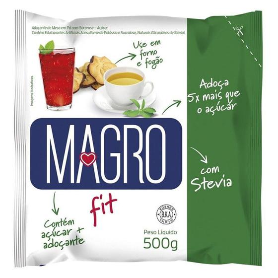 Imagem de Magro Fit com Stévia - Adoçante com Açúcar (Açúcar, Ciclamato de Sódio, Sacarina Sódica e Glicosídeos de Steviol) 500g - Magro