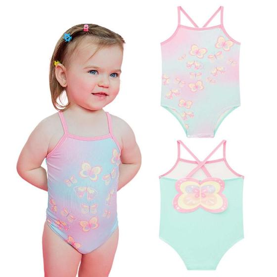 Imagem de Maiô Bebê Infantil Menina Borboleta UV Dry UV50+ Kukiê