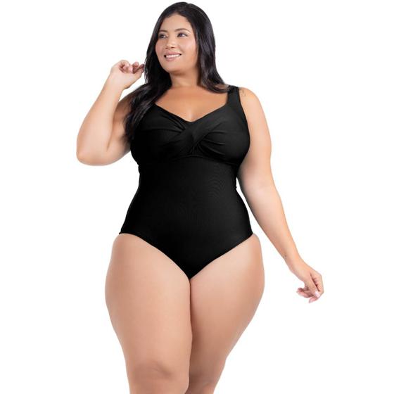 Imagem de Maio Body Acinturado Plus Size Modela Cintura Liso Casual