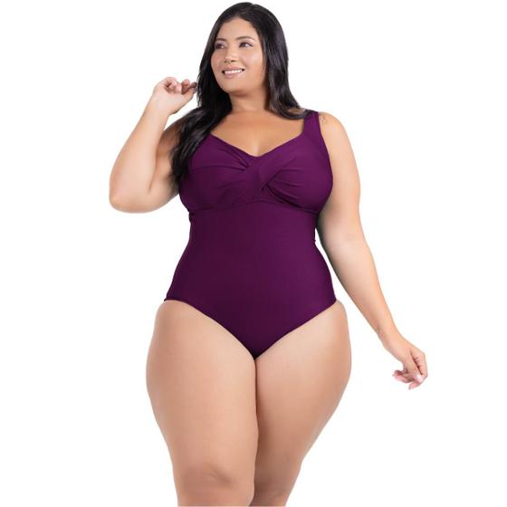 Imagem de Maio Body Acinturado Plus Size Modela Cintura Liso Casual