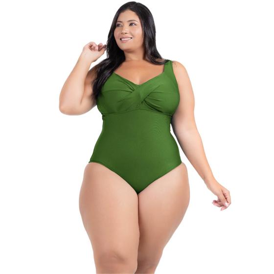 Imagem de Maio Body Acinturado Plus Size Modela Cintura Liso Casual